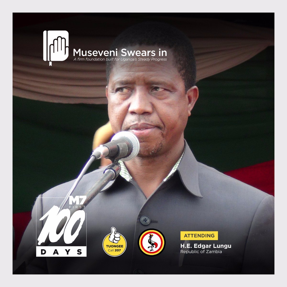 H.E Edgar Lungu of the republic of Zambia has accepted to grace the #M7SwearsIn ceremony <a href="/jkkarungi/">Josephine Karungi</a> @jude_mugabi