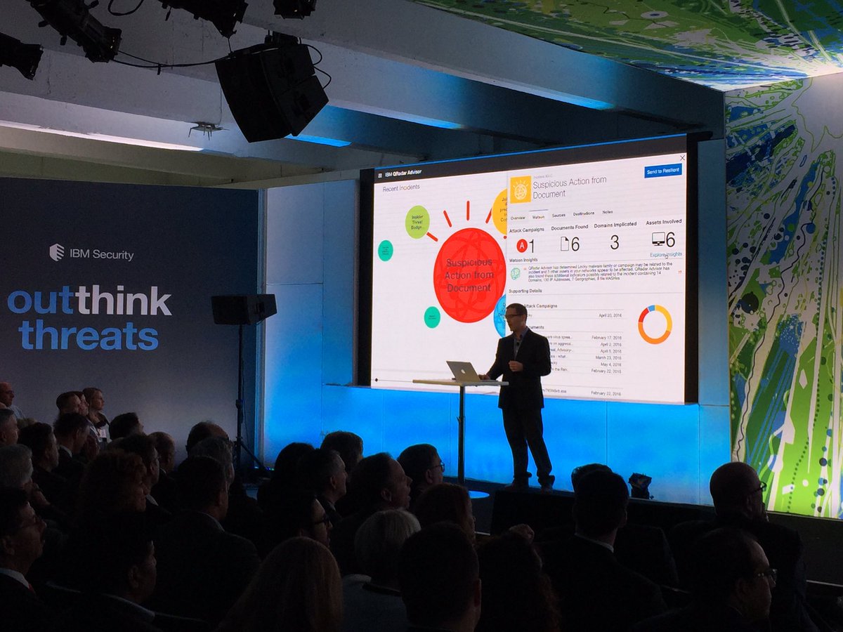 IBMSecurity's tweet photo. CTO Sandy Bird takes the viewers at the #ibmsecuritysummit though a demo of how #CognitiveSecurity saves time https://t.co/1IOpwiyjmS