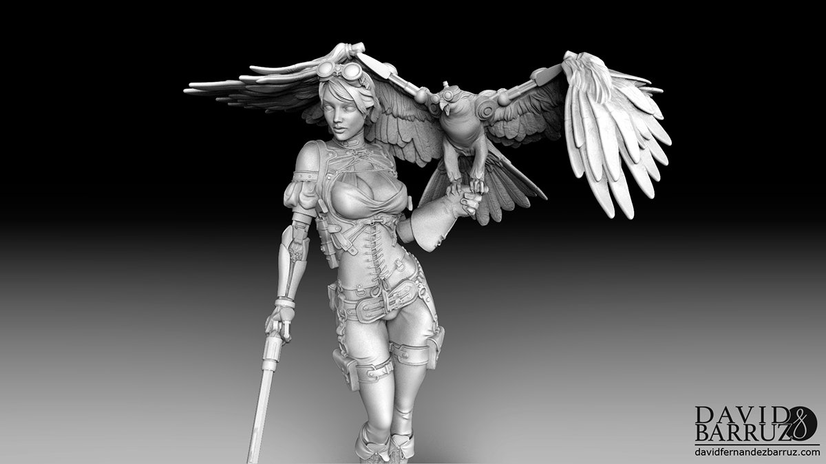 DavidFBarruz's tweet image. Jessica Thunderhawk. #Steampunk sculpture for 75mm miniature production #3Dcharacter #3Dmodel #ZBrush