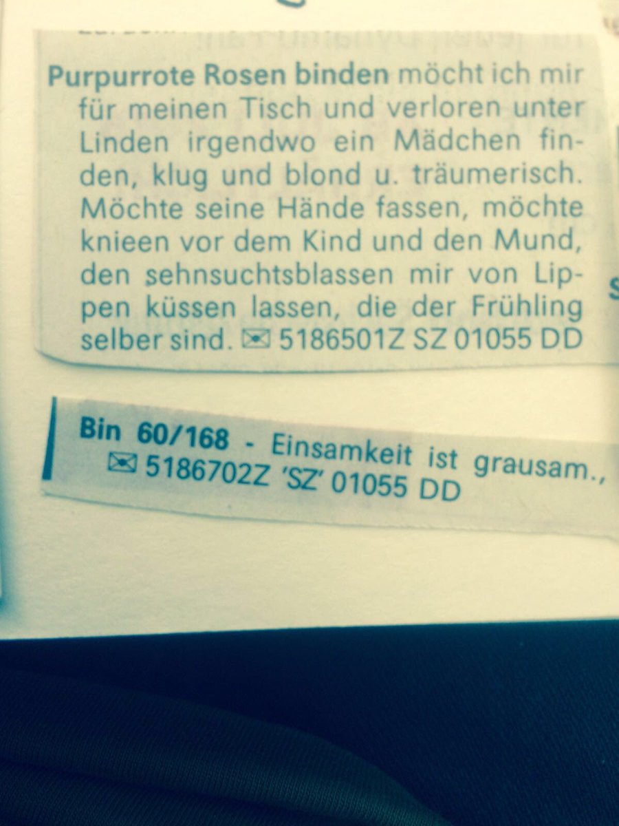 melittaleonore's tweet photo. So unterschiedlich kann die Partnersuche angegangen werden 😋 #perlendeslokaljournalismus #kontaktanzeige https://t.co/818GgI4lmm