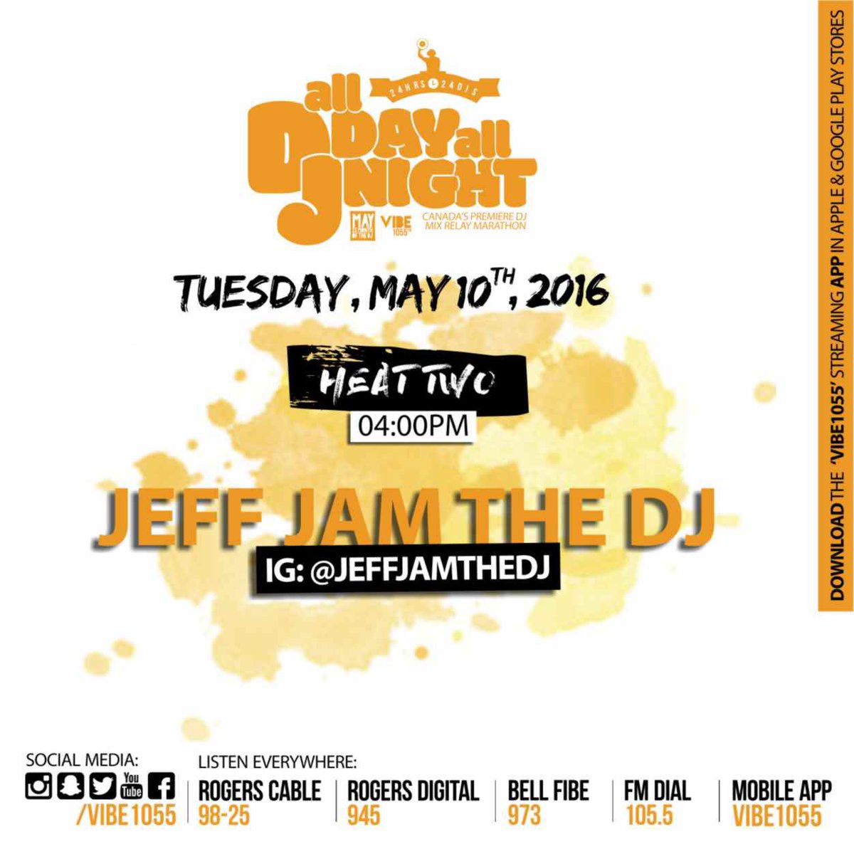 vibe105to's tweet photo. Next up @JEFFJAMTHEDJ #TeamYellow #24DJs #realDJs live in @yourYUSC @YorkUstudents https://t.co/M8IgVh2edy