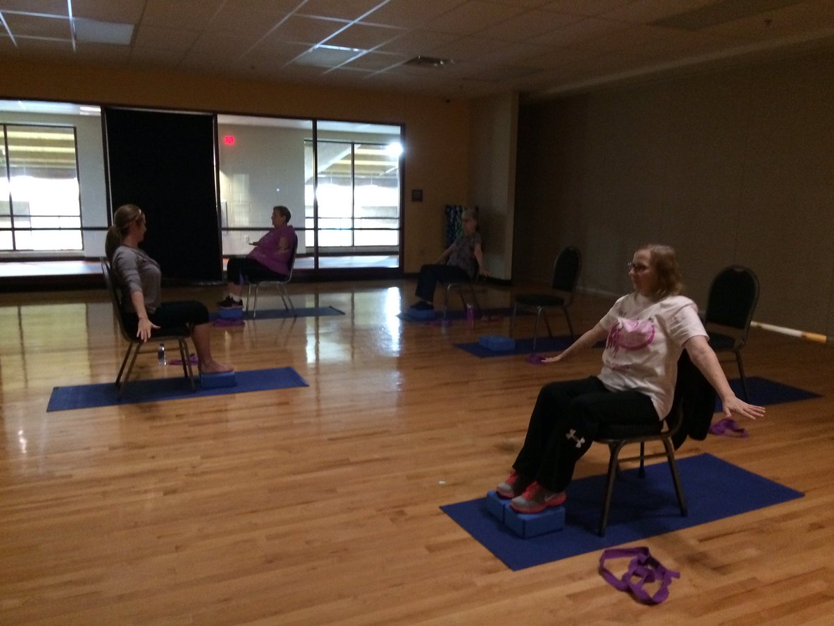 afehair2000's tweet photo. Our LiveStrong group loving Chair Yoga @mbulman7171 @Matt_Student @pfvYMCA @ThomaWielgus https://t.co/B57E0AiBQK