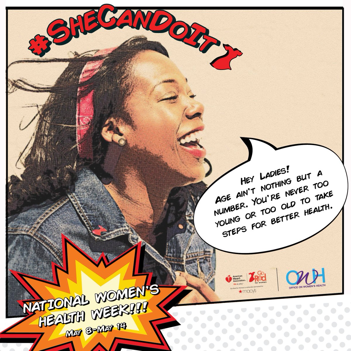 American_Heart's tweet image. A woman with health is powerful! @GoRedForWomen &amp;amp; @WomensHealth want to prove #SheCanDoIt. Share your pic! #NWHW