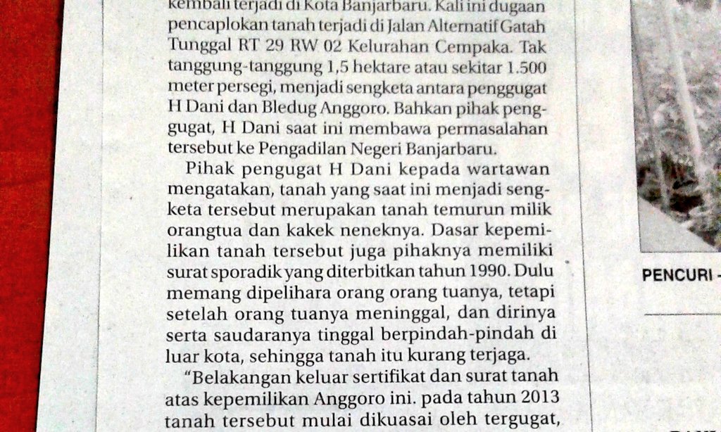 masalah tanah di #banjarbaru tapuntal tasulait. kolega kami yg jelas aja surat dan sbagainya 5th kd tntung.
