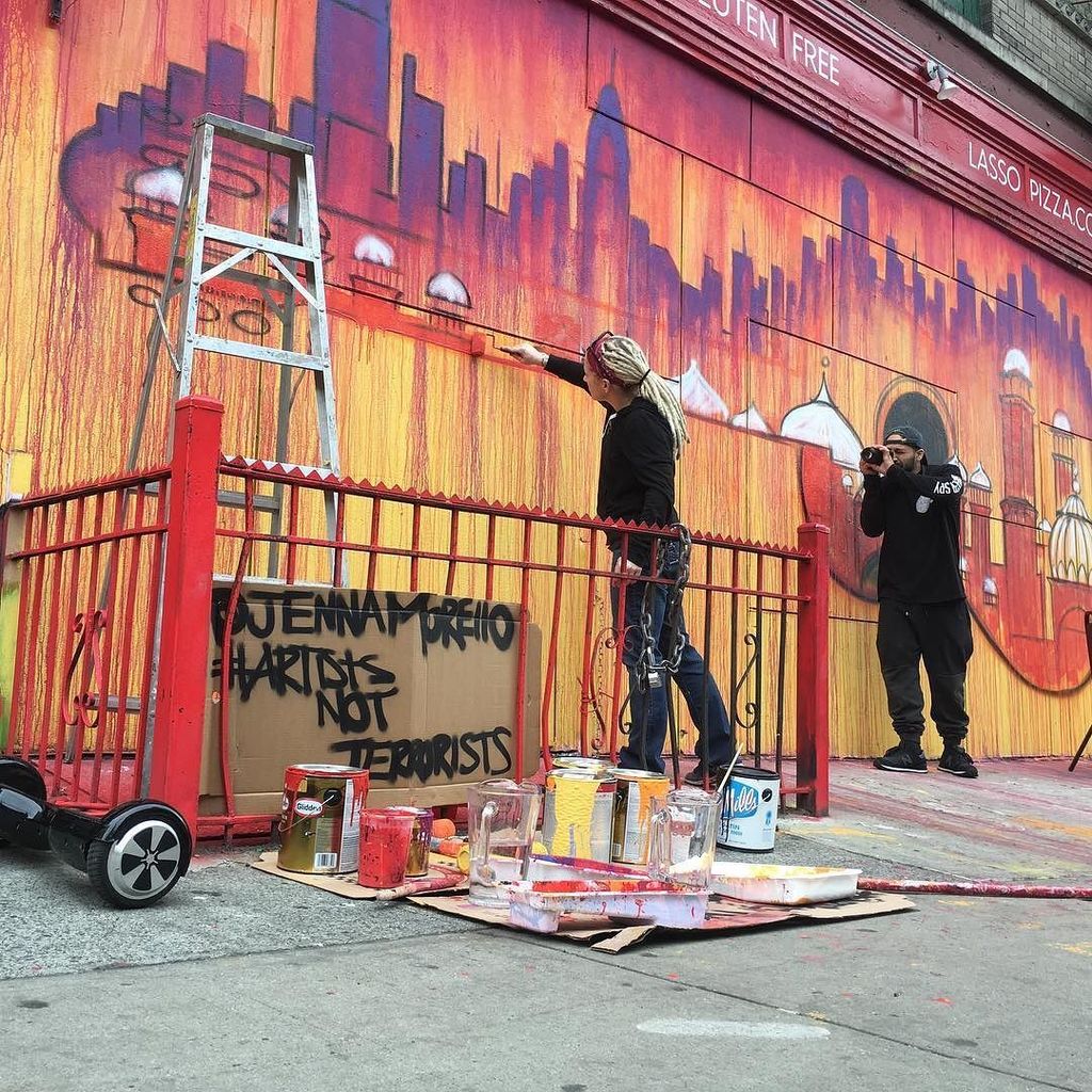 BrujaMaracc's tweet photo. New work in progress piece by Jenna Morello ( @jennamorello ) at @lassopizzanyc #jennamorello #lassopizzanyc #wip #โฆ https://t.co/VZo15cd590