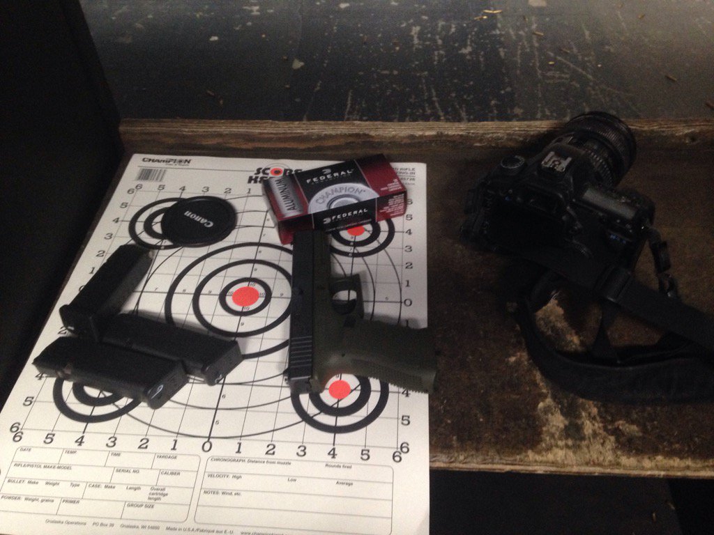 MOfeldt's tweet photo. Range time with the Glock and the Canon. #Glock17 #canon #GFPproject #photography https://t.co/jqgD147ipV