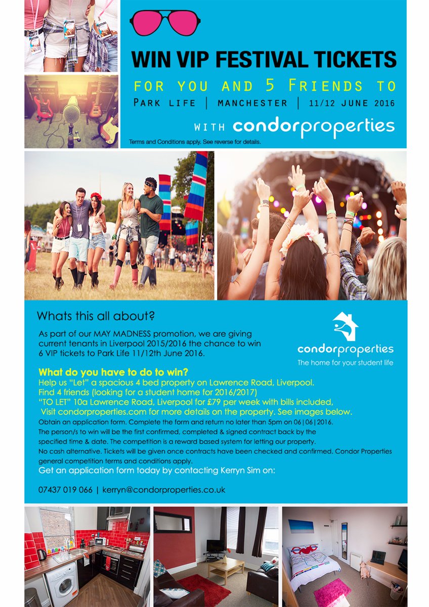 Do you have friends still looking for a house in Liverpool?
Like and share to win 6 X VIP Park Life 2016 tickets!