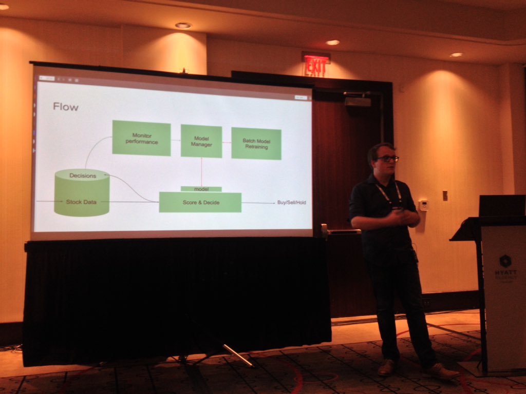 dirkvandenpoel's tweet photo. Tijl Carpels (@UGentDA) is presenting his #Spark streaming research for equity price-direction prediction. #trading https://t.co/NJDd9ft9m7