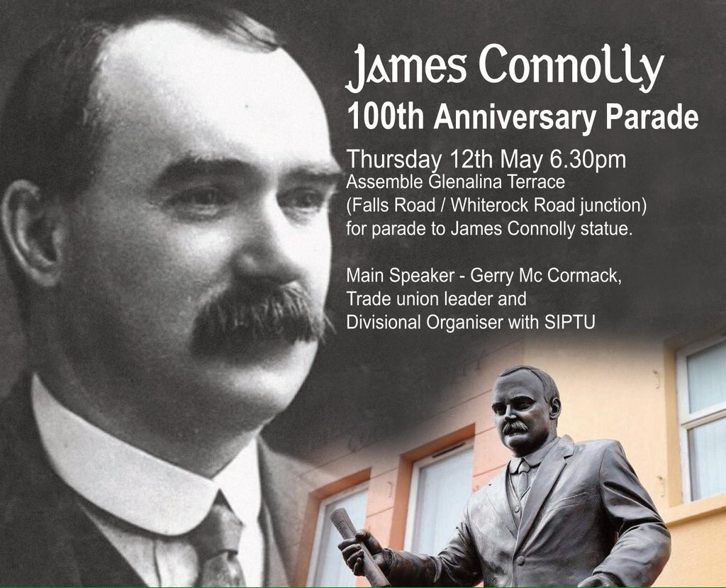 FeileBelfast's tweet photo. All are welcome to attend the 100th anniversary parade for James Connolly. A short walk from Connollys former home. https://t.co/7TZ34ZMHbG