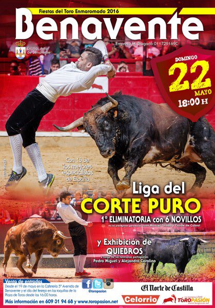 ToroEnmaromado's tweet photo. Domingo 22 de mayo a las 18:00 h. Primera elimatoria de la Liga del Corte Puro 2016. @toropasion https://t.co/zmueKK2ODr