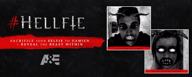The beast will be revealed. Uncover your #hellfie in the name of #Damien. aetv.us/1rSpTE1