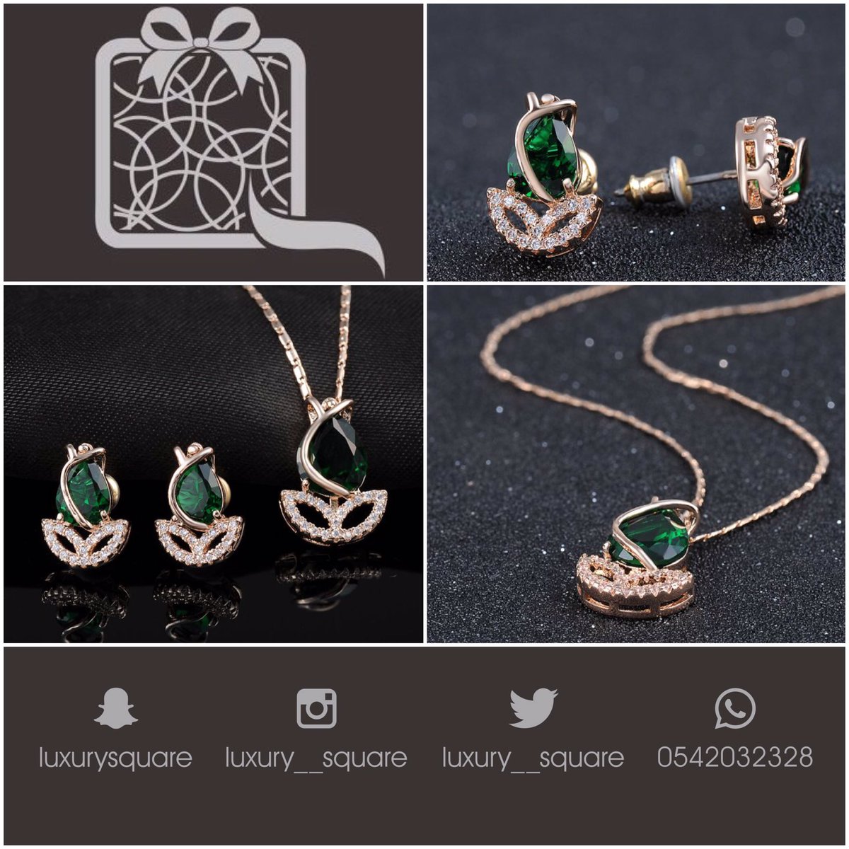 walayf_store's tweet photo. طقم مكون من سلسال وحلق مطلي ذهب عيار ١٨ ومزين بكريستالات نمساوية بتصميم على شكل زهرة #التوليب بسعر ٢٣٥ ريال #جدة https://t.co/fgozQRqt6t