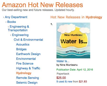 AlienNextDoor's tweet photo. "Water Is..." showing as Number One Hot New Release on Amazon https://t.co/wNspTP69mI