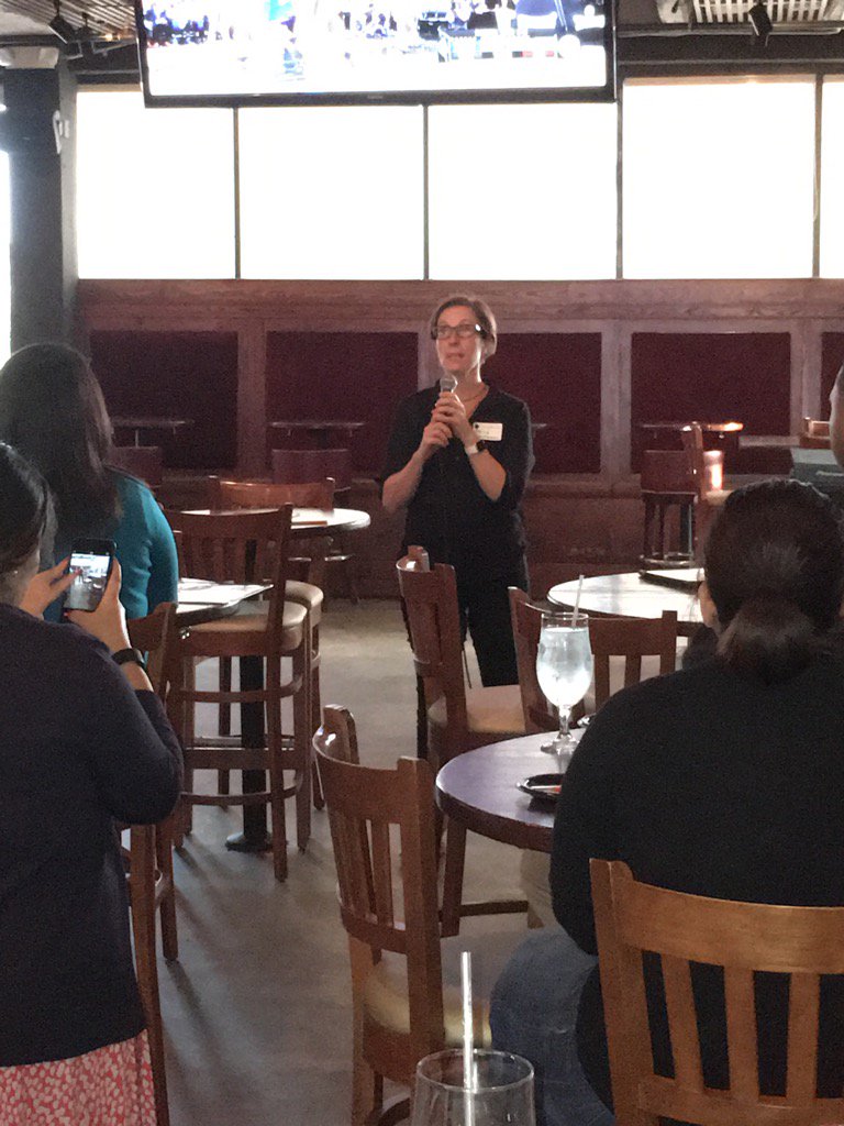 AGreenHOU's tweet photo. Anna Eastman, HISD Trustee, speaking about the impact of CafeCollege in HISD at @edudrinksHOU https://t.co/Xt9DPc7ggT