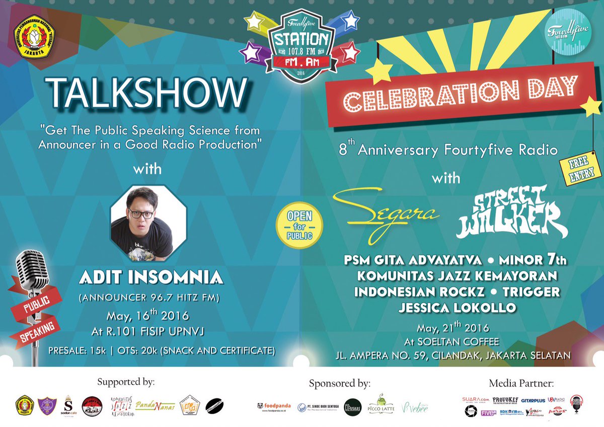 INDONESIANROCKZ's tweet photo. Talkshow nanti bakal ada @adit_insomnia dan pesta perayaan akn ada  @segara_ega @SWLegend @trigger_ID @JazzKemayoran https://t.co/4id8Qifxsk