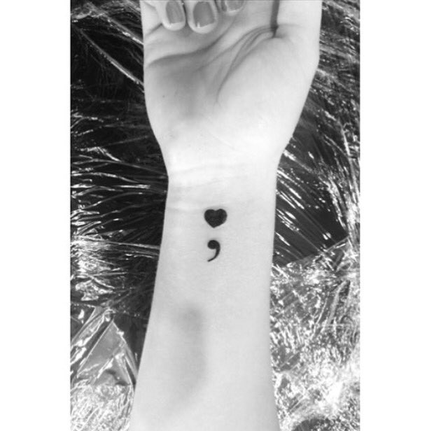 mireinaking's tweet image. May is mental health awareness month; this is my first tattoo, supporting @ProjSemicolon #SemicolonProject416 👊☝️