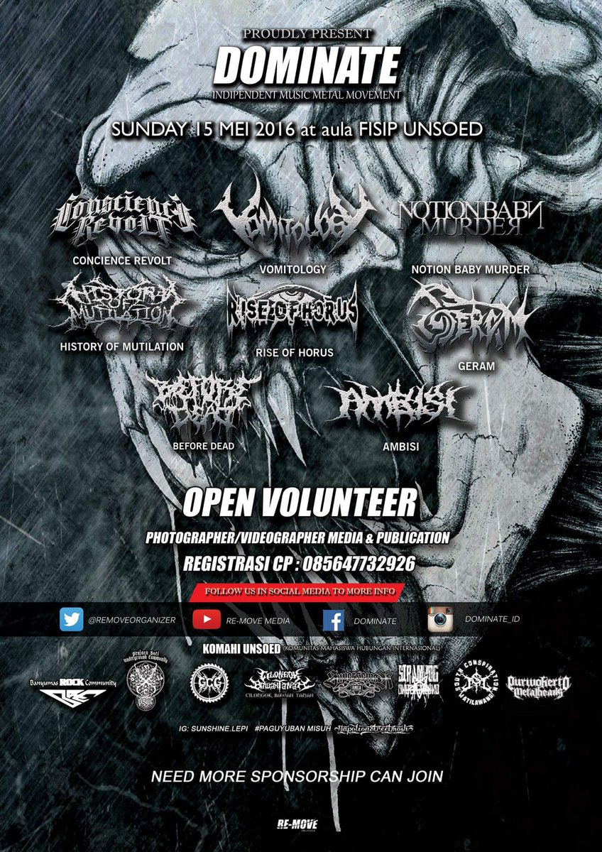 DOMINATE 15 Mei 2016 Aula Fisip Unsoed Purwokerto cc: <a href="/VOMITOLOGY_DM/">Vomitology</a> | Notion Baby Murder. And more