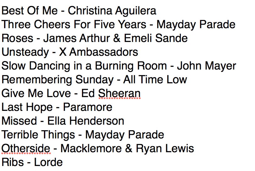 AndreaRussett's tweet photo. Thanks for all the song suggestions!! Its only fair if I give some too! These are some songs that mean a lot to me https://t.co/db5z5aAMl3