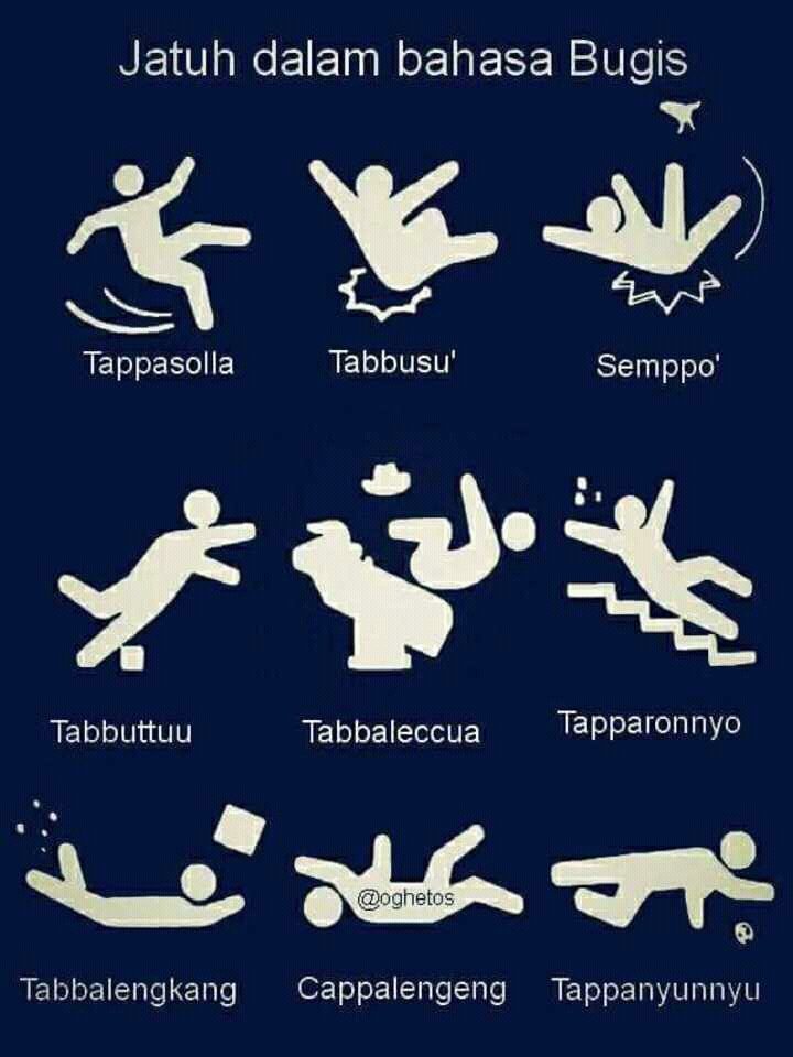 Jatuh (mendrung) dalam Bahasa Bugis. Hahaha #Buginese