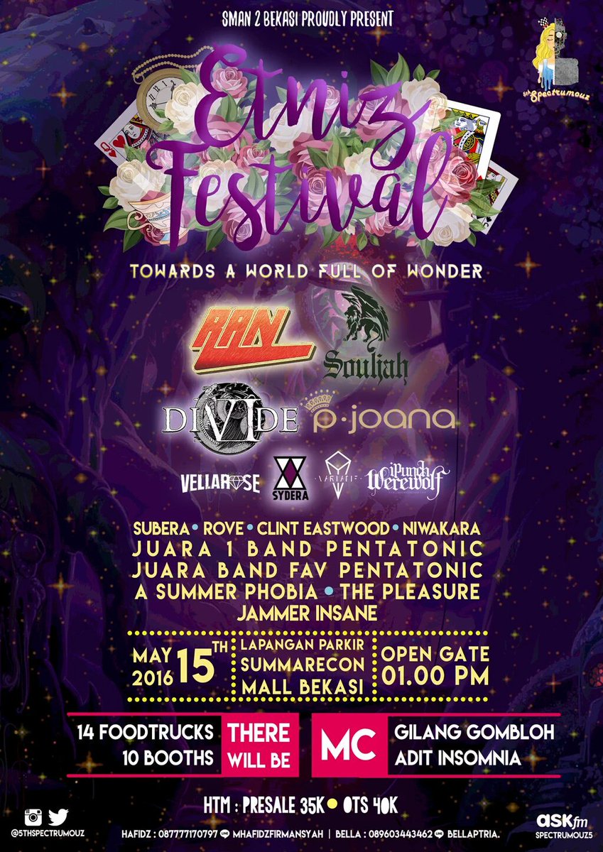 #RANSchedule Minggu 15 Mei 2016 | Etniz Festival @5thspectromouz | Summarecon Mall Bekasi | 9PM | HTM: 40K