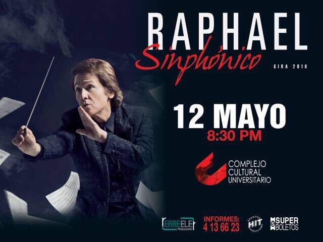 Próxima parada de <a href="/RAPHAELartista/">𝗥𝗔𝗣𝗛𝗔𝗘𝗟</a> SINPHONICO en México. 
Jueves 12 en Puebla. ÚLTIMAS ENTRADAS!