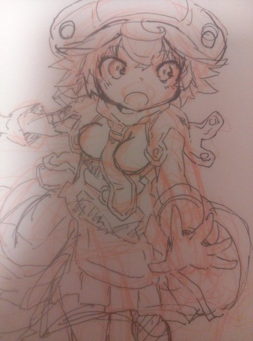 メイドインアビス4巻買ったのでプルシュカちゃんのラクガキ。つり目なのに全然キツい感じなくて可愛い、けどそこらへんが難しくてうまく描けない。 