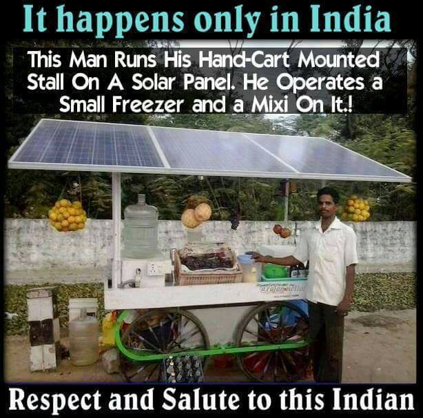 Noproblemdocu's tweet photo. #Jugaad..#RenewableEnergy..Only in #India! https://t.co/tEx9stm92R