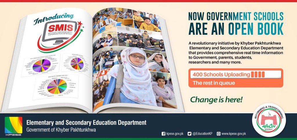 AtifKhanpti's tweet image. KP EDU Introducing SMIS school management information system in 400 govt schools in 1st phase
