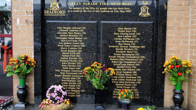 brownygkcoach's tweet photo. Remembering the 56 who lost their lives &amp; all those injured in the Bradford City fire at Valley Parade 11/5/1985 https://t.co/ly6K9W8pAJ