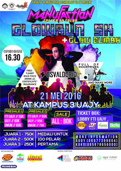 H -8 Manufaction Glow Run 5K + Glow Zumba | 21 Mei, Kampus 3 UAJY | online tix tiketku.id | @SPARKFEST6