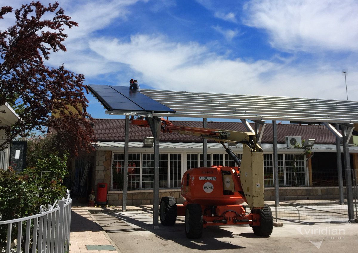 ViridianSolar's tweet image. Work starting on a #solar car port in Spain using #fusion PV roofing system.  @hybridstein