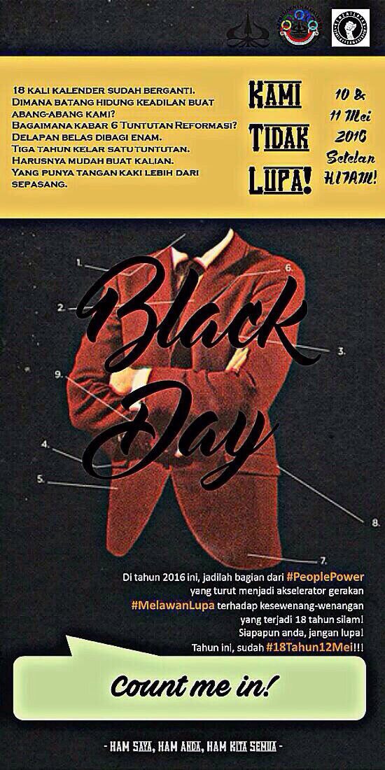 # WEAR BLACK on BLACK DAY❗️

#12Mei,notMe,notYOU,butUs
#KabinetBersama
Kita pasti bisa, bersama kita luar biasa