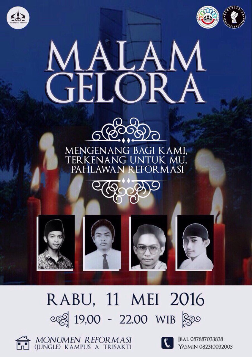 [KAMI SELALU INGAT❗️]

- Mengenang bagi kami, terkenang untukmu, Pahlawan Reformasi -

#KepresmaUSAKTI