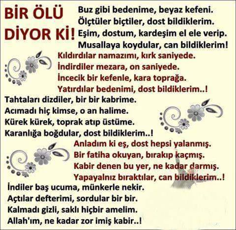 Bir ölü diyor ki ...