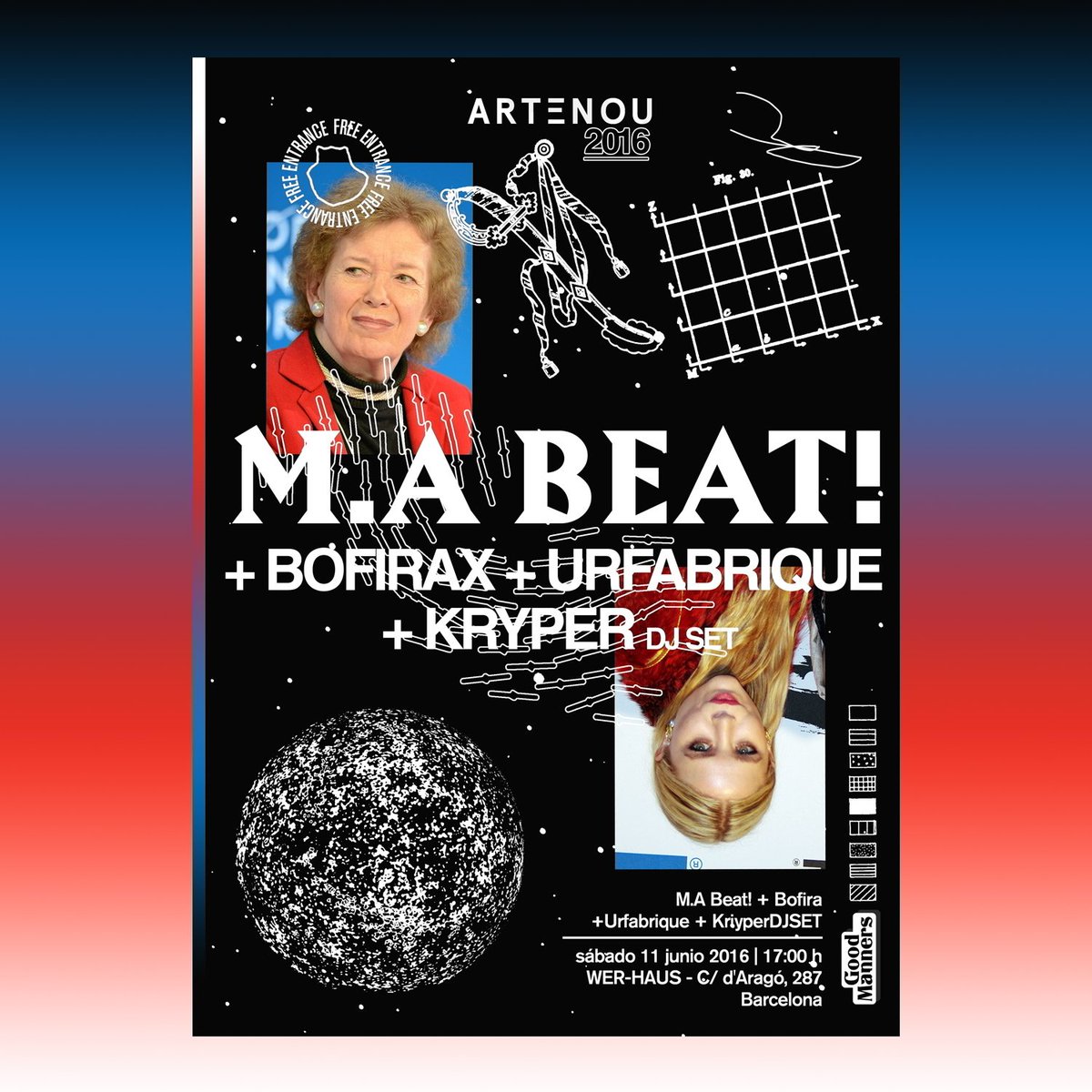 GoodMannersProd's tweet photo. 11th june @werhaus_bcn
@ARTENOUFESTIVAL  showcase:
Lives! #MABeat + #Bofirax + @urfabrique 
Dj set #Kryper https://t.co/yBNPkgXBna