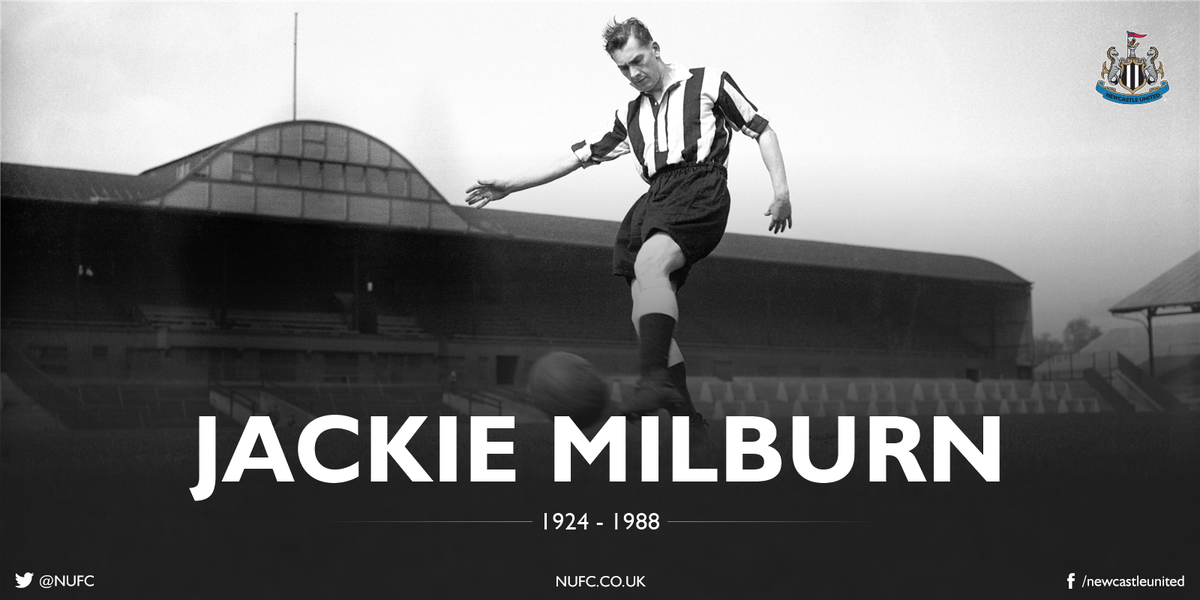 NUFC's tweet photo. Newcastle United legend Jackie Milburn was born on this day in 1924. Today would have been his 92nd birthday. #NUFC https://t.co/gWy7lw3fh3
