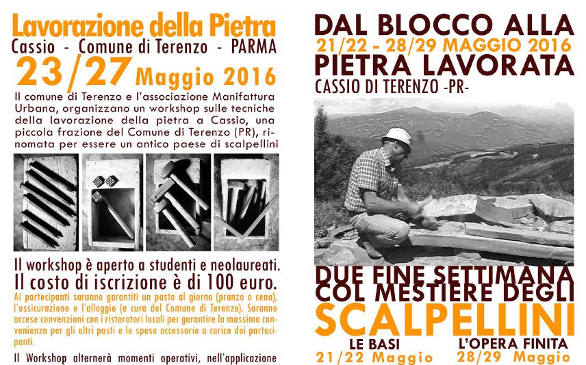 Workshop sulle tecniche della lavorazione della pietra a Cassio, dal 21 al 29 maggio 2016 cassioworkshop.jimdo.com