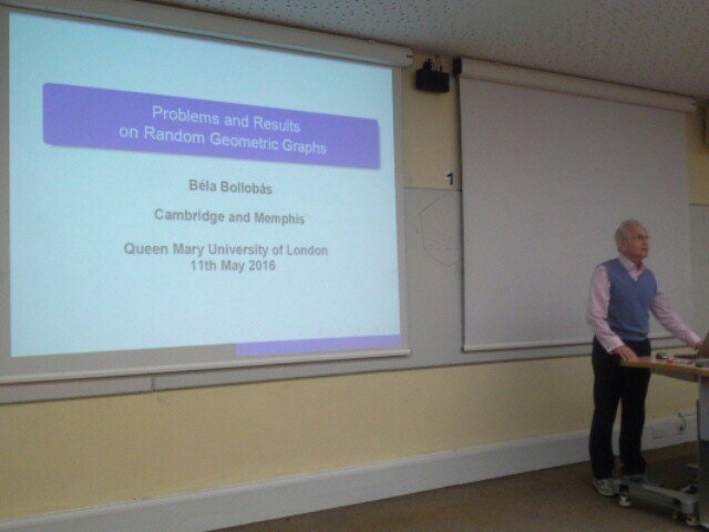 LSEMaths's tweet image. 1st talk at #CC2015,  Béla Bollobás