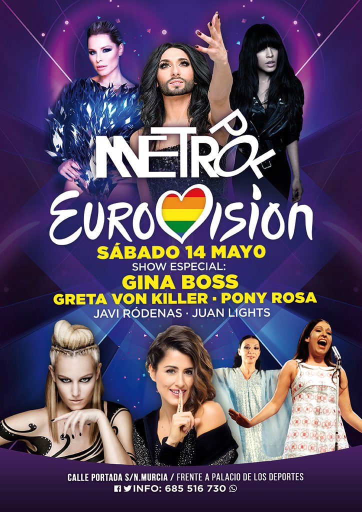 MetropolDisco's tweet photo. Sábado 14 • Mayo #EUROVISION #murcia #party @MetropolDisco @gretavonkiller @alydlo84 @alydlo #ginaboss #ponyrosa https://t.co/p8EtX3AfOF