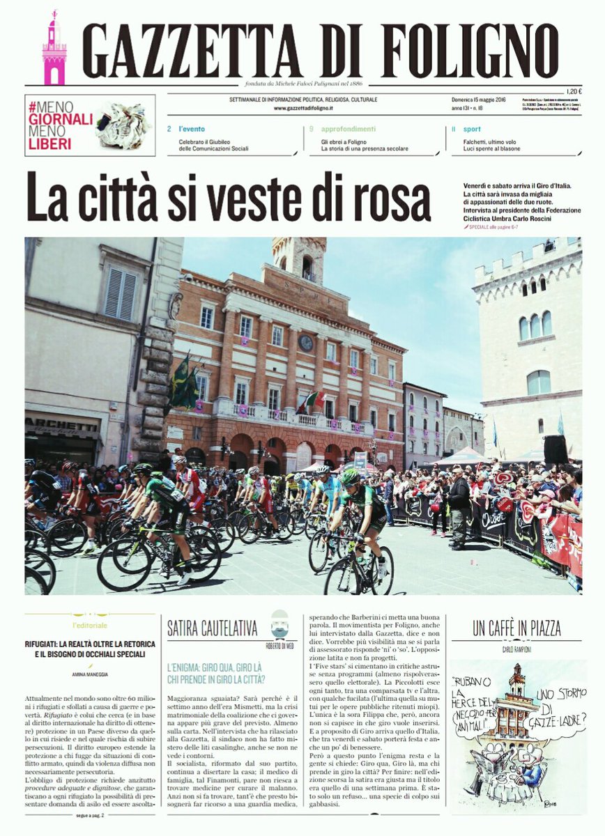 GazzettaFoligno's tweet photo. Il 13-14 maggio anche il torrino si tingerà di rosa per il @giroditalia 
#primapagina #folignoinrosa https://t.co/WgD8oxjpSa