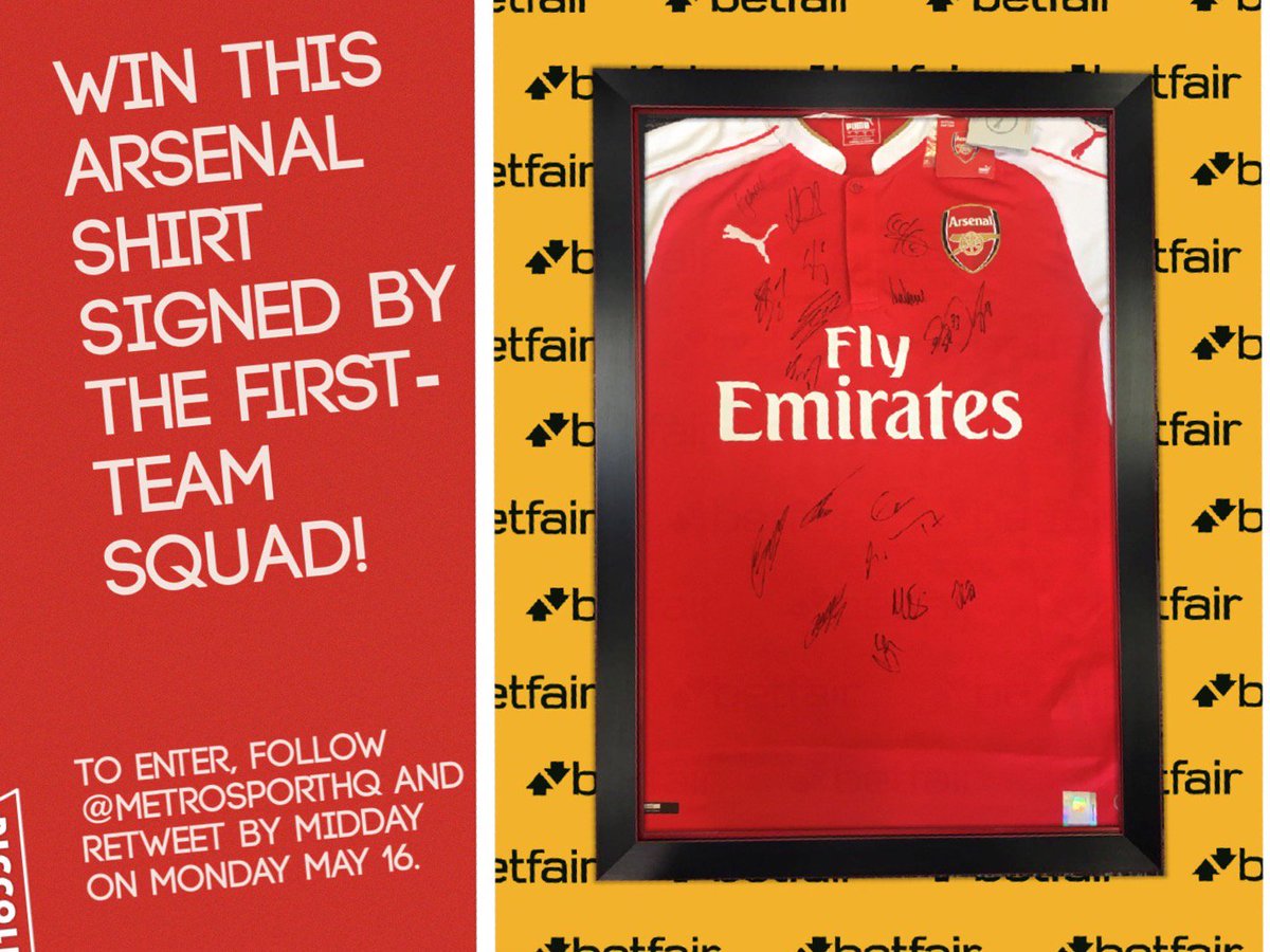 metrosportHQ's tweet image. Win this signed Arsenal shirt thanks to @Betfair! And for a great offer, visit promotions.betfair.com/uk-sportsbook-… #AFC