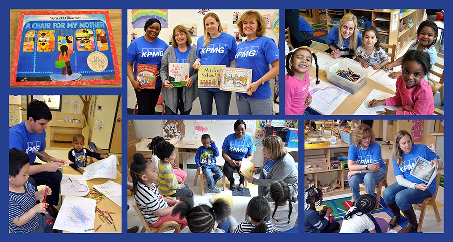 EllisEarlyLearn's tweet photo. #Thanks to @KPMG_US who visited the #EllisKids at the #Earlyd center last week - we love the books! #WeLoveReading https://t.co/glEOspAleh