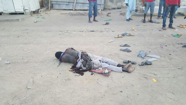 The suicide bomber blew himself as troops intercepted him