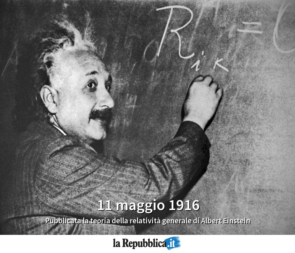 repubblica's tweet photo. Cent'anni fa veniva pubblicata la teoria della relatività generale di #AlbertEinstein #AccaddeOggi https://t.co/PSPbbI4Xc0