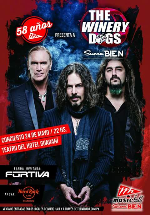 Furtivapy's tweet photo. @MusicHallPY:
The Winery Dogs en Py!
24/05 Teatro del hotel guaraní, 22hs.
Telonea @Furtivapy
Apoya @HRCAsuncion https://t.co/awLUoifWMc