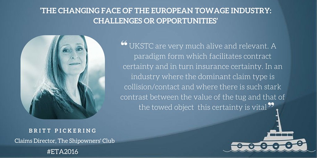 EuroTugs's tweet photo. Britt #Pickering: #UKSTC are a 'vital certainty' in the #towage industry #ETA2016 https://t.co/BzlXMN23IJ