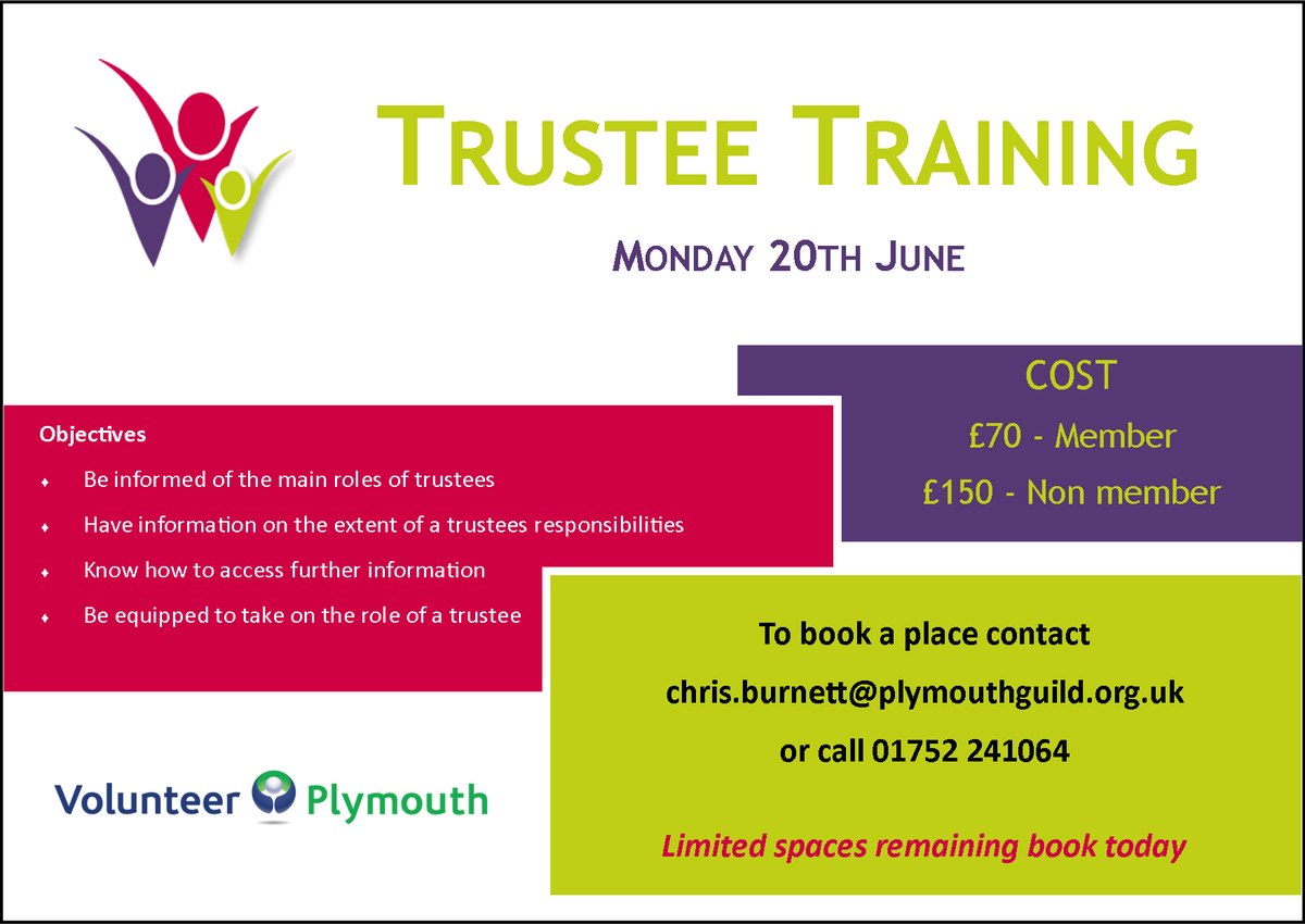 volconnections's tweet photo. We still have some spaces available for the Trustee Training. Please get in touch! #training #trusteetraining https://t.co/UL3QekiBJ0