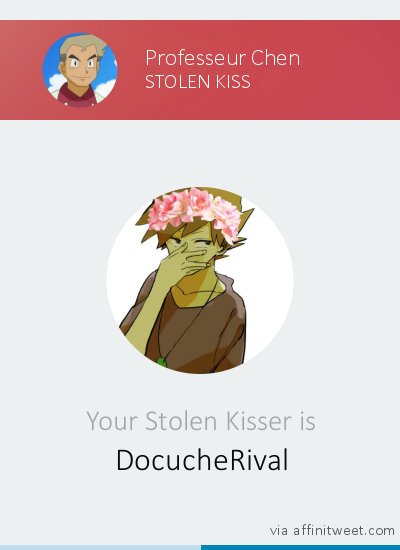 ProfSamuelChen's tweet photo. [Stolen Kiss] Your Stolen Kisser is @DocucheRival! Who is yours?
via https://t.co/eqL1ubE0ET https://t.co/qECOIpTiE6