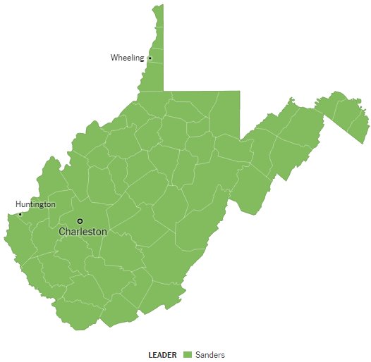 A tale of two West Va. primaries: In 2008, Hillary Clinton won all 55 counties. In 2016, she lost every one of them