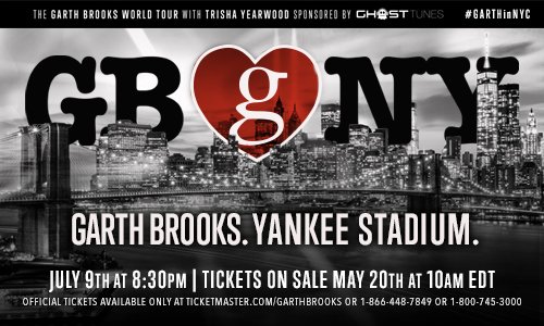 BryanMMoore's tweet photo. GB ❤ NY! Hit RT if YOU are as excited as ME for @garthbrooks &amp; @trishayearwood in NYC #GARTHinNYC https://t.co/OxNA79XYRs